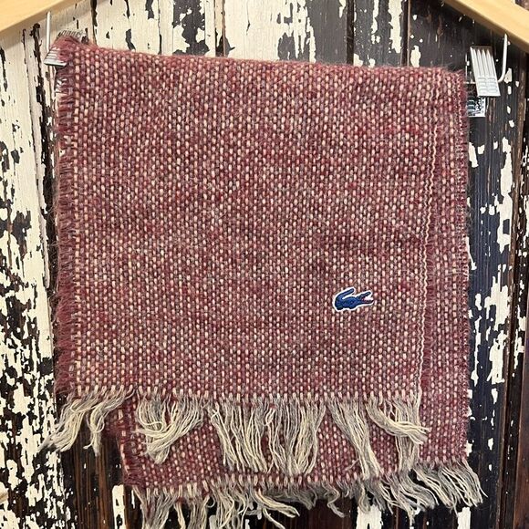 Lacoste wool plaid unisex scarf. - Picture 1 of 5
